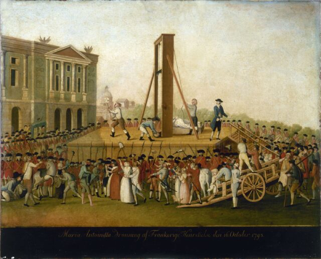 Illustration of the execution of Marie Antoinette.