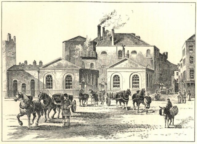 Illustration of the Horse Shoe Brewery. 