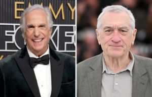 Henry Winkler standing on a red carpet + Robert De Niro standing on a red carpet