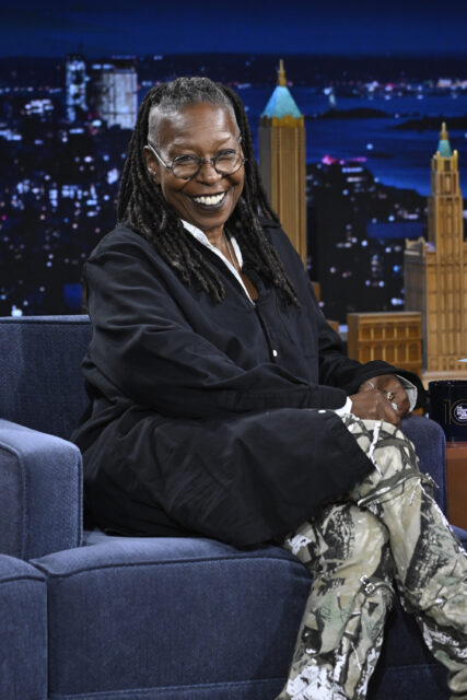 Whoopi Goldberg sitting on the set of 'The Tonight Show Starring Jimmy Fallon'