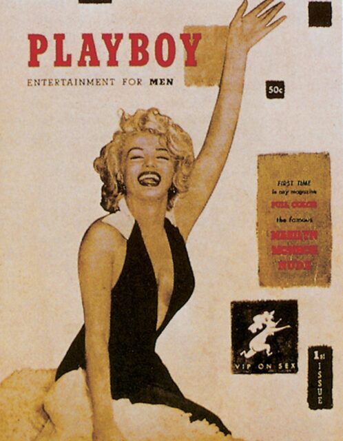 Magazine cover of Playboy featuring Marilyn Monroe. 