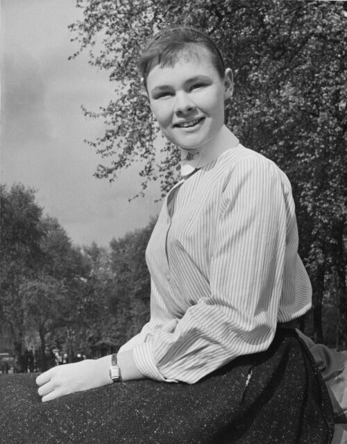 Portrait of a young Judi Dench.