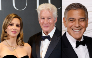 Alejandra Silva and Richard Gere standing on a red carpet + George Clooney standing on a red carpet