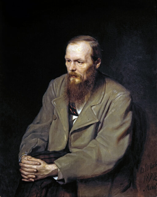 Illustration of Fyodor Dostoeyvsky sitting.